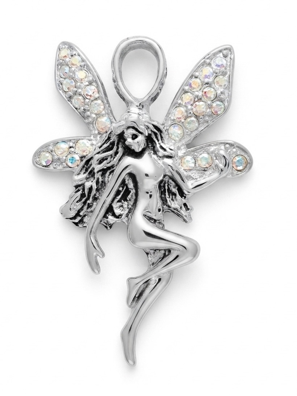 Kirk’s Folly Fairy Pendant Charm Silver Tone Rhinestone Vintage